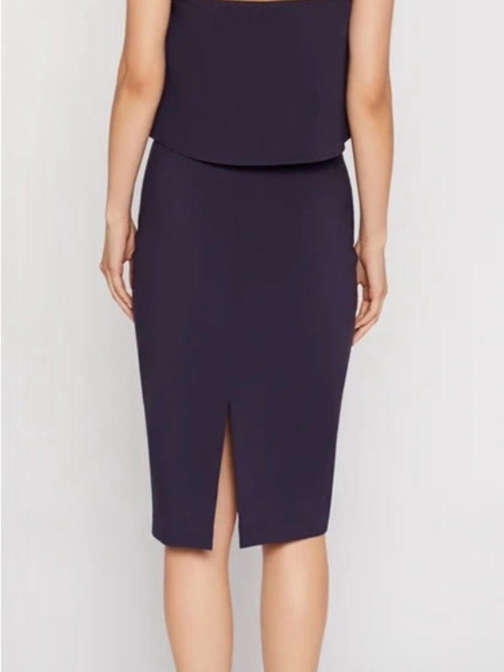 NWT LIKELY  Driggs Sheath Dress Navy Off Shoulder Foldover Midi Cocktail - Picture 3 of 15